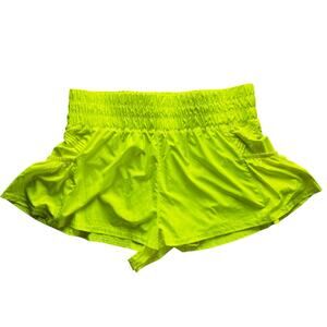 FP Movement The Way Home Shorts Neon Yellow Large Lined Active Running Gym